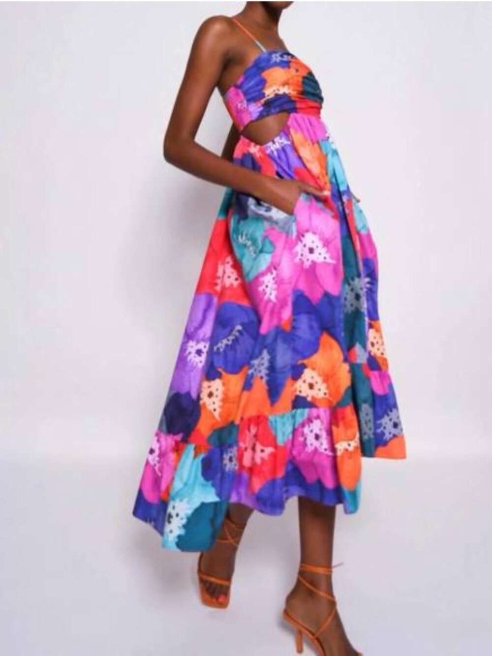 Hutch Multicolor Floral High-Low Dress
